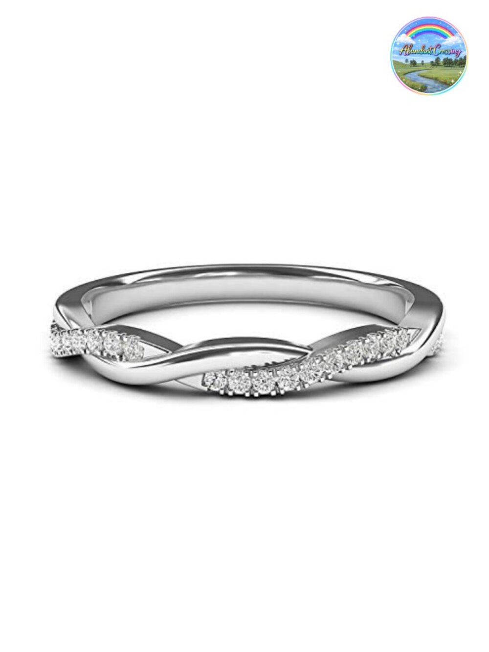 Sterling Silver 2.5mm Twisted Vine Simulated Diamond Wedding Band Ring